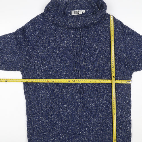 Today's Women Blue L Cowl Neck Long Sleeve Chunky Knit Jumper