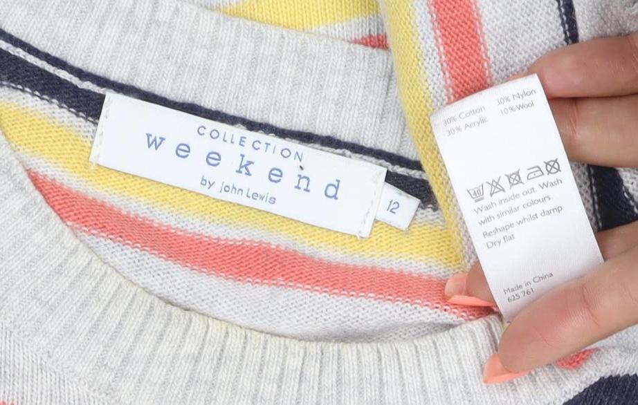 Weekend by John Lewis Women’s Multicoloured Stripe Jumper UK 12 Knit