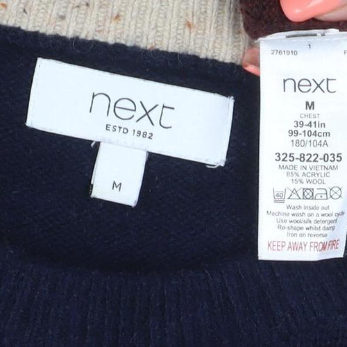 Next Men's Multicoloured M Crew Neck Colour Block Knit Pullover Jumper