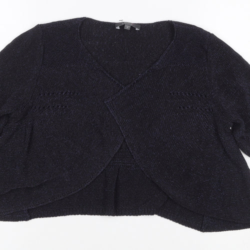 Per Una Women's Black Size 10 Wrap V-Neck 3/4 Sleeve Knit Jumper
