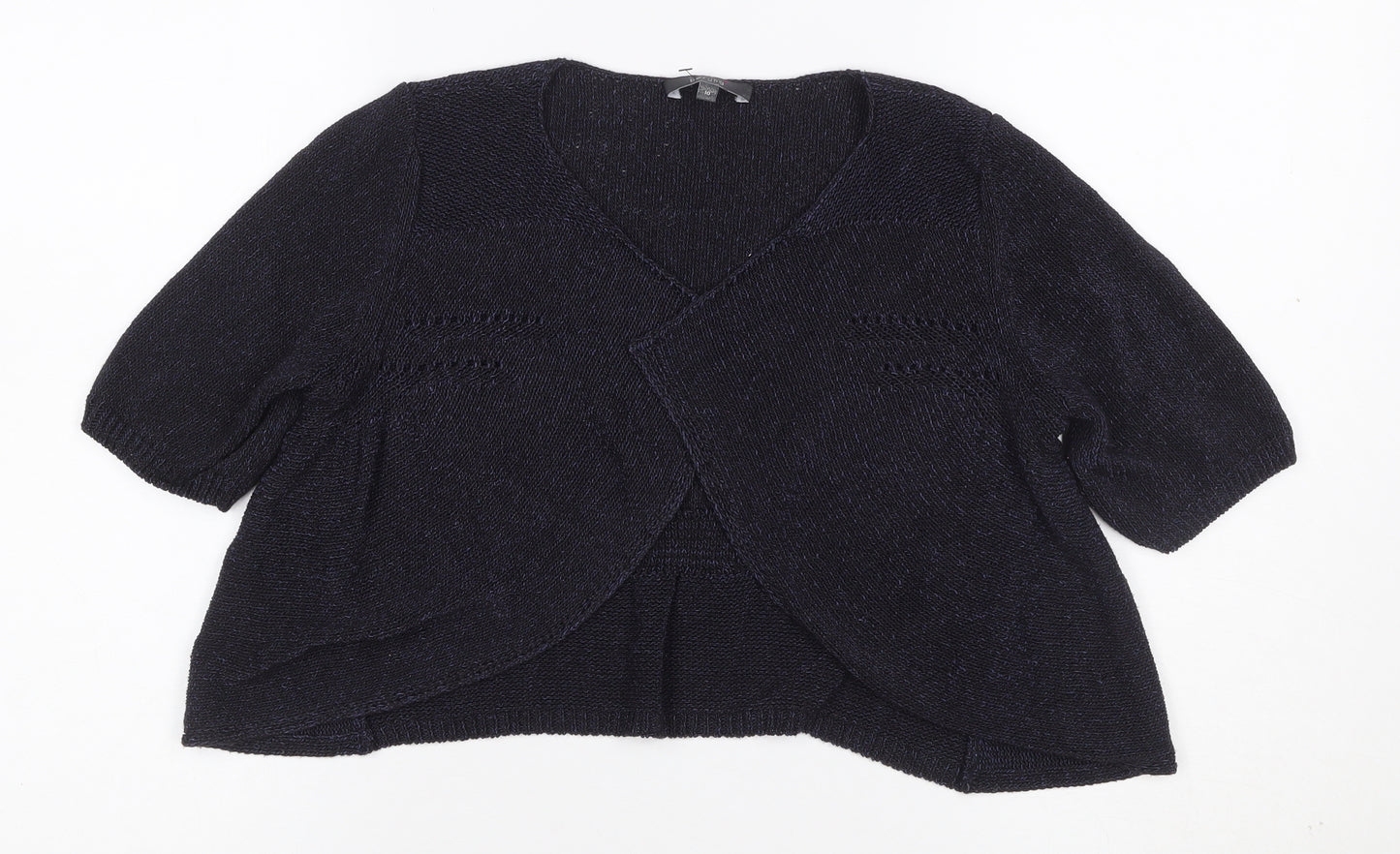 Per Una Women's Black Size 10 Wrap V-Neck 3/4 Sleeve Knit Jumper