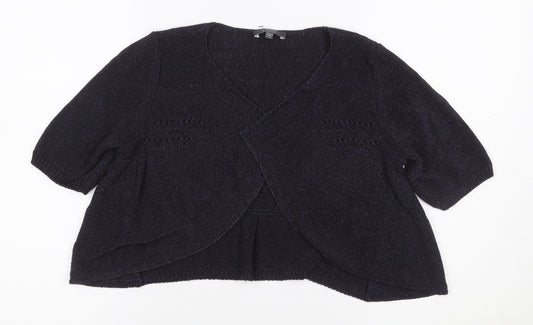Per Una Women's Black Size 10 Wrap V-Neck 3/4 Sleeve Knit Jumper