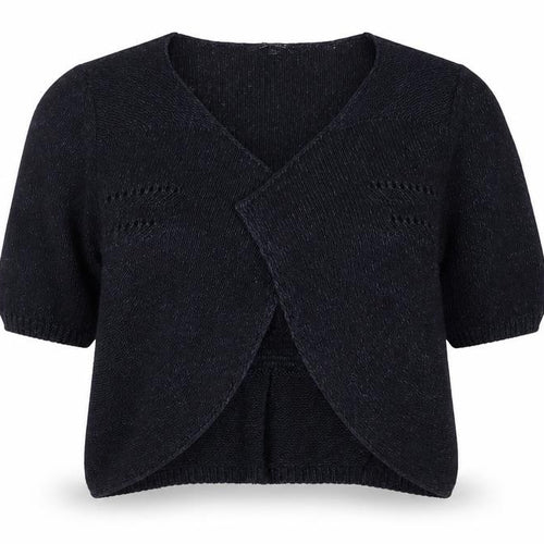 Per Una Women's Black Size 10 Wrap V-Neck 3/4 Sleeve Knit Jumper