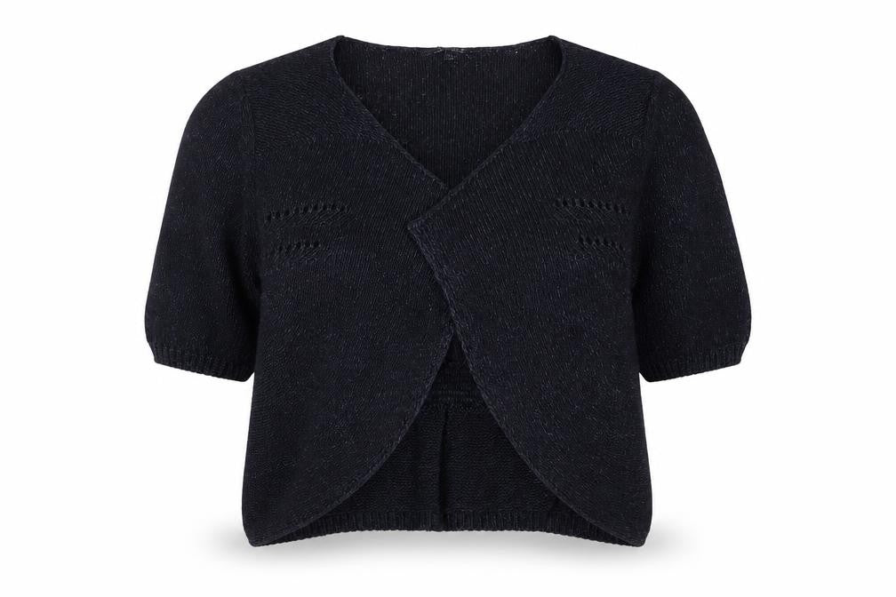 Per Una Women's Black Size 10 Wrap V-Neck 3/4 Sleeve Knit Jumper