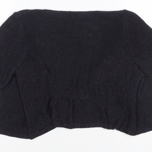 Per Una Women's Black Size 10 Wrap V-Neck 3/4 Sleeve Knit Jumper