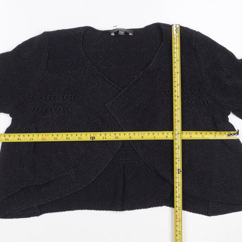 Per Una Women's Black Size 10 Wrap V-Neck 3/4 Sleeve Knit Jumper