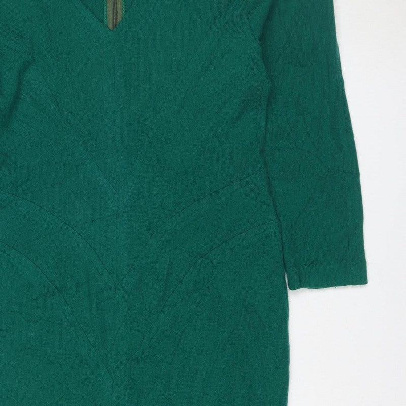 Infinie Paris Women Green UK 14 Jumper Dress Long Sleeve Zip Neck