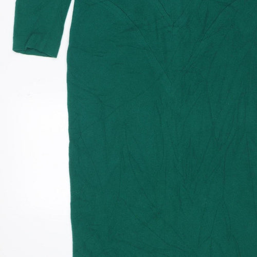 Infinie Paris Women Green UK 14 Jumper Dress Long Sleeve Zip Neck