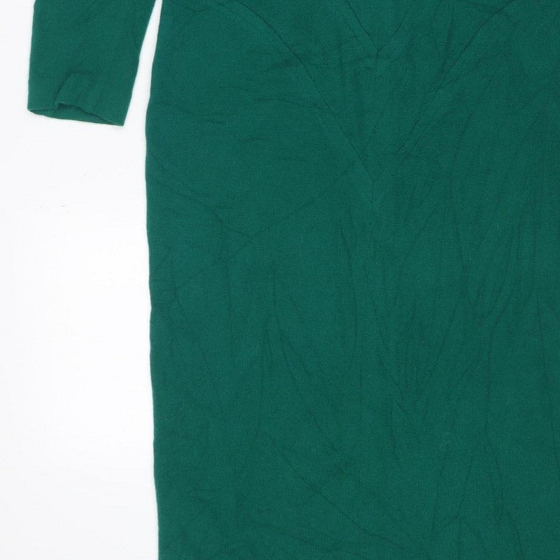 Infinie Paris Women Green UK 14 Jumper Dress Long Sleeve Zip Neck
