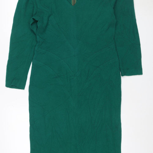 Infinie Paris Women Green UK 14 Jumper Dress Long Sleeve Zip Neck