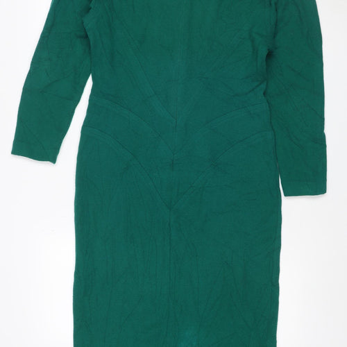 Infinie Paris Women Green UK 14 Jumper Dress Long Sleeve Zip Neck