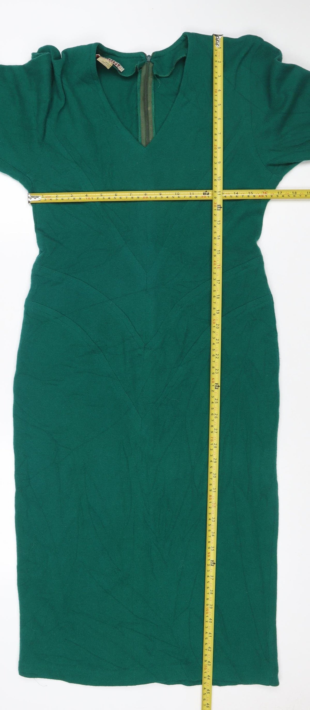 Infinie Paris Women Green UK 14 Jumper Dress Long Sleeve Zip Neck