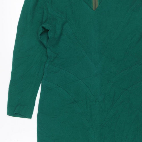 Infinie Paris Women Green UK 14 Jumper Dress Long Sleeve Zip Neck