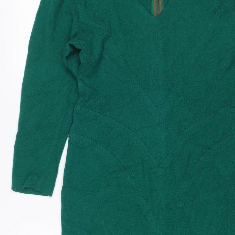 Infinie Paris Women Green UK 14 Jumper Dress Long Sleeve Zip Neck