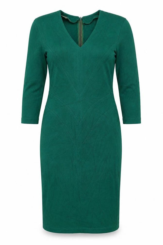 Front view of Infinie Paris Women Green UK 14 Jumper Dress Long Sleeve Zip Neck