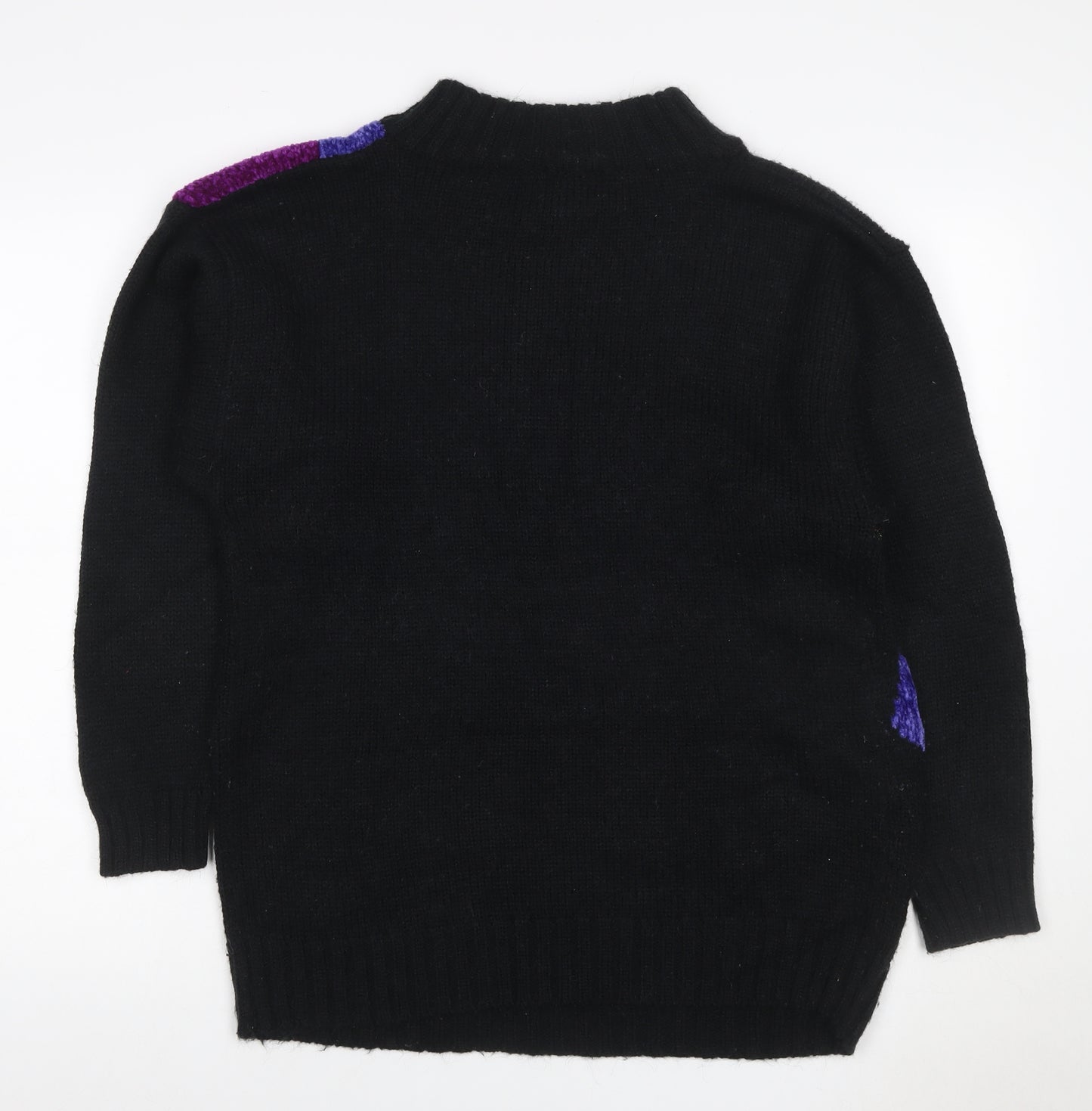 St Michael Women’s Black M 80s Geometric Beaded Chunky Knit Jumper