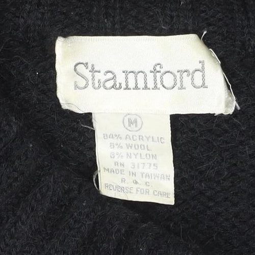 St Michael Women’s Black M 80s Geometric Beaded Chunky Knit Jumper