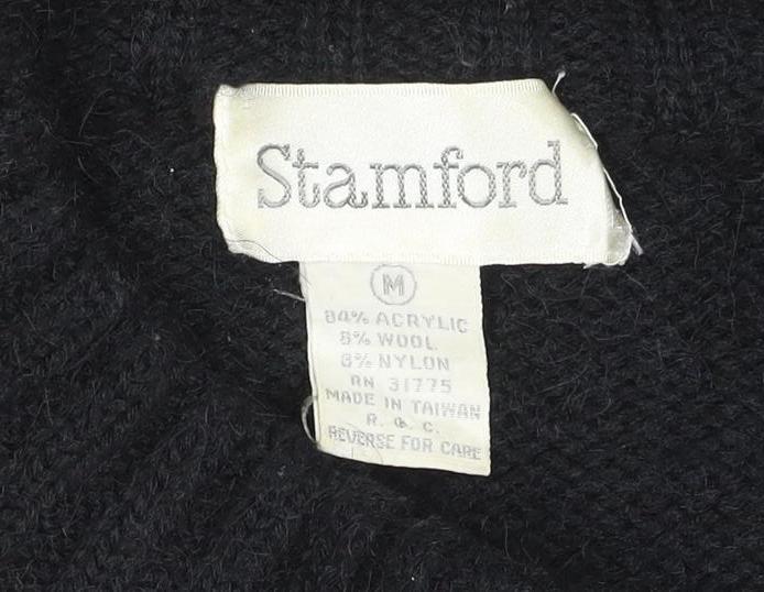 St Michael Women’s Black M 80s Geometric Beaded Chunky Knit Jumper