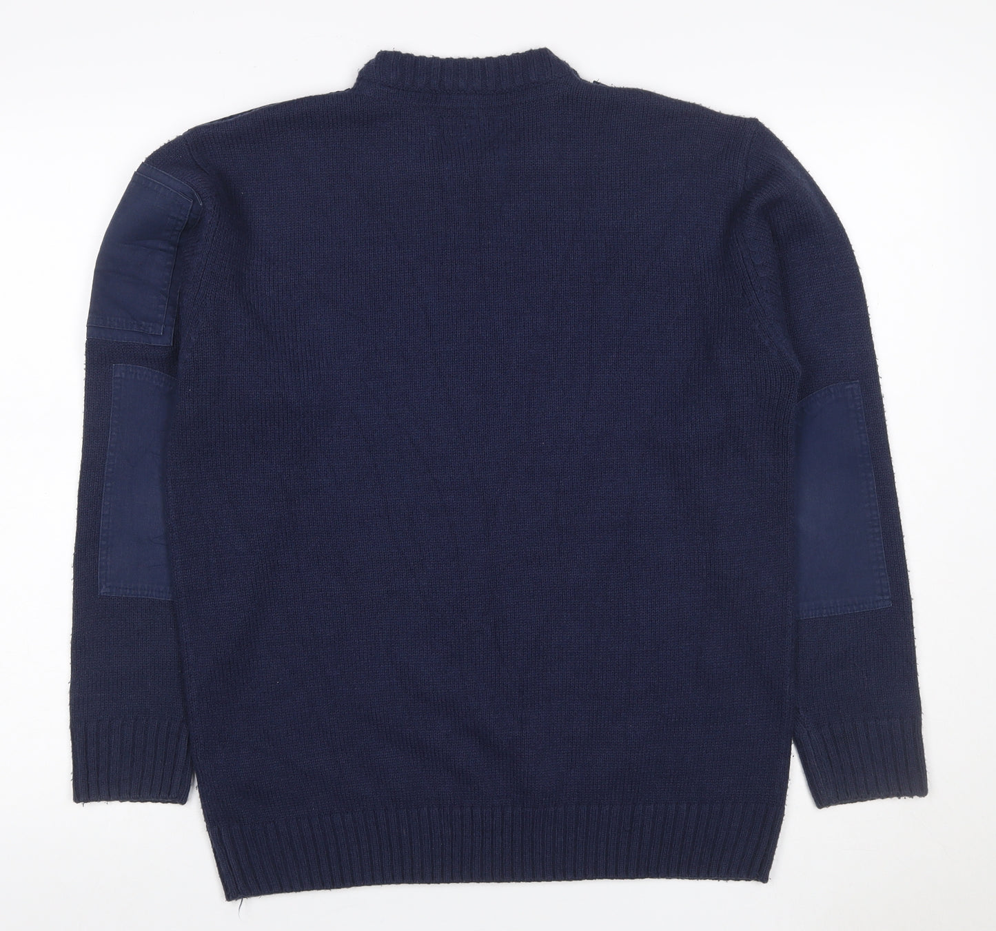 Workwear Men's Blue M Acrylic Crew Neck Shoulder Zip Pullover Jumper