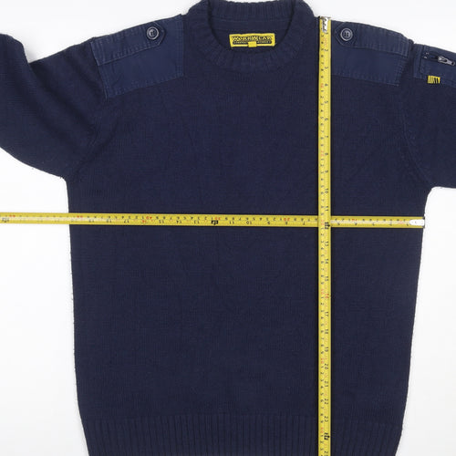 Workwear Men's Blue M Acrylic Crew Neck Shoulder Zip Pullover Jumper