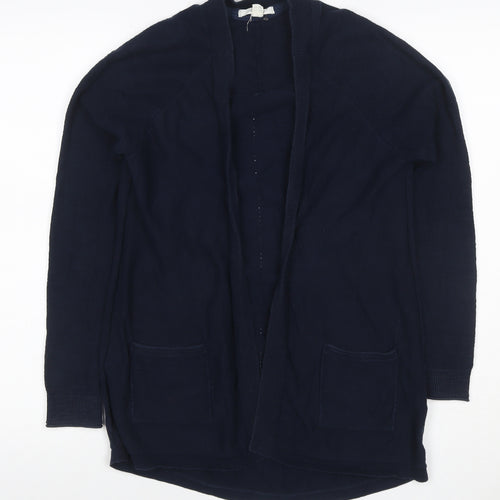White Stuff Women’s Blue Size 10 Open Cotton Knit Cardigan Pockets