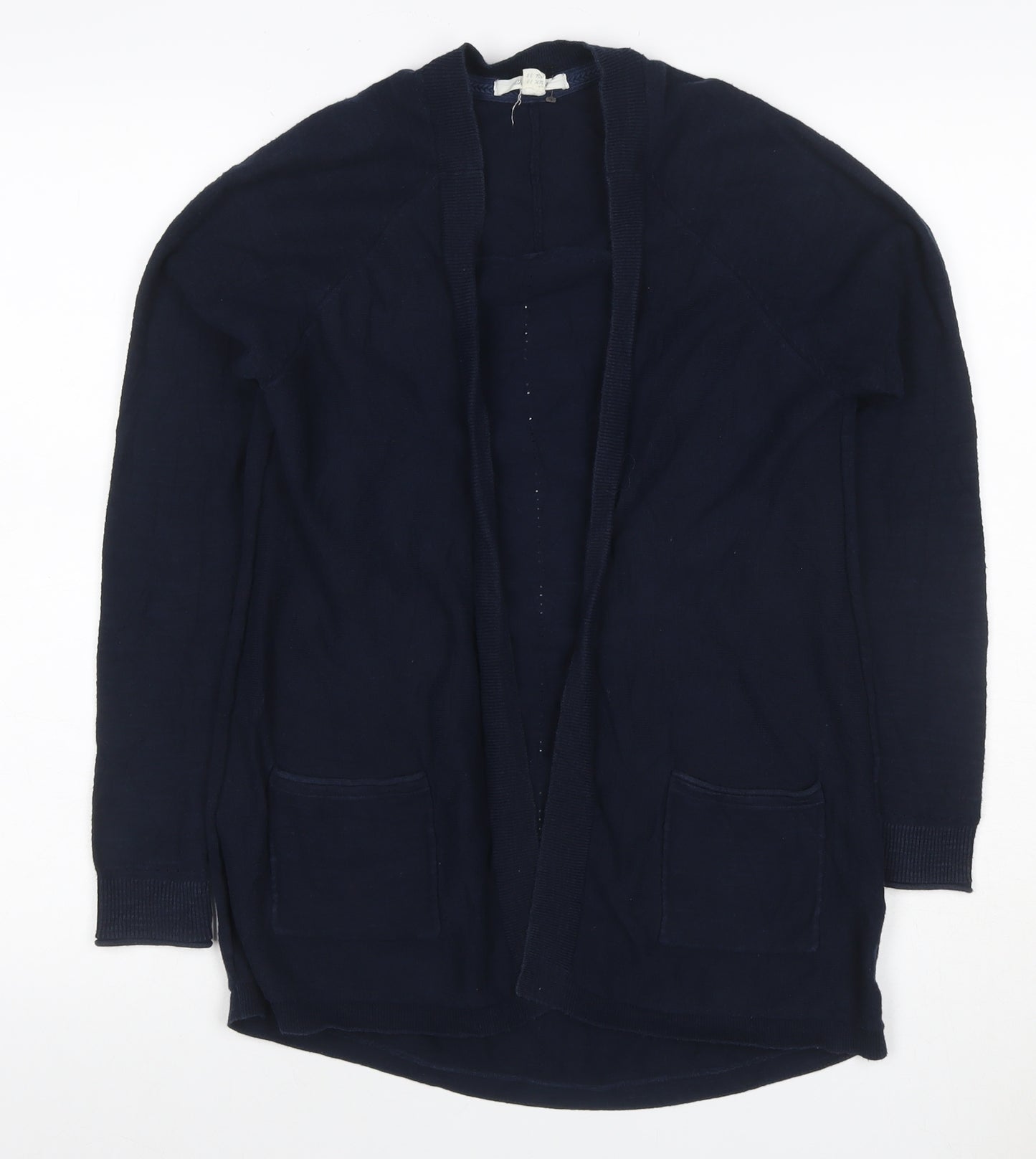 White Stuff Women’s Blue Size 10 Open Cotton Knit Cardigan Pockets