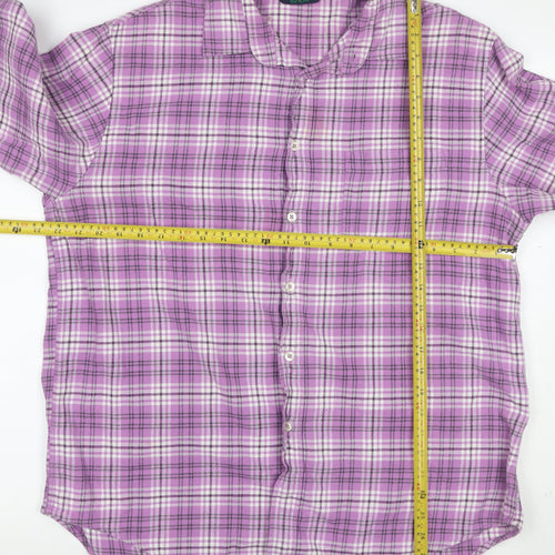 Boden Men's Purple Plaid Cotton Flannel Button-Down Shirt L