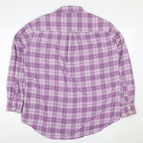 Boden Men's Purple Plaid Cotton Flannel Button-Down Shirt L