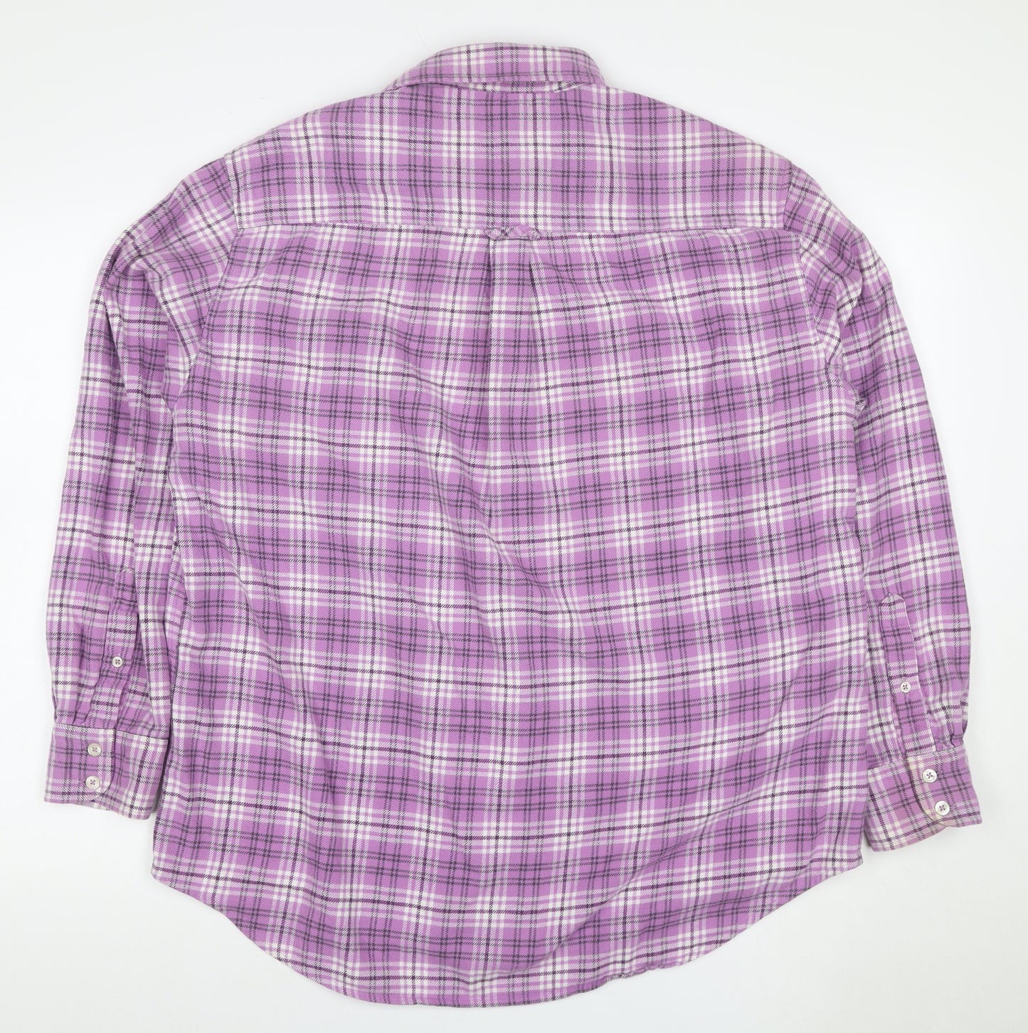 Boden Men's Purple Plaid Cotton Flannel Button-Down Shirt L