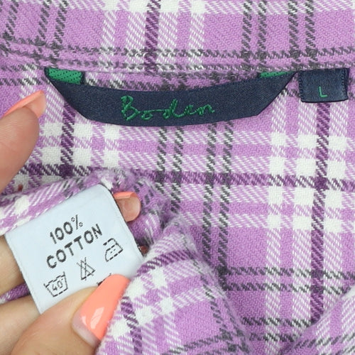 Boden Men's Purple Plaid Cotton Flannel Button-Down Shirt L