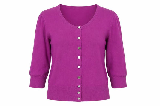 Hobbs Women’s Purple Size 8 Round Neck Button Cardigan 3/4 Sleeve