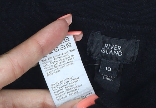 River Island Women Black Size 10 Collared Button Bell Sleeve Cardigan