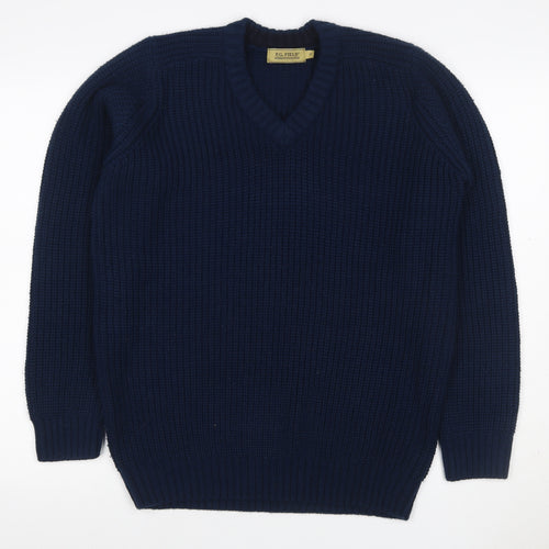 P.G. Field Men’s Blue M Chunky Knit V-Neck Pullover Jumper