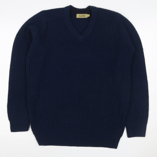 P.G. Field Men’s Blue M Chunky Knit V-Neck Pullover Jumper