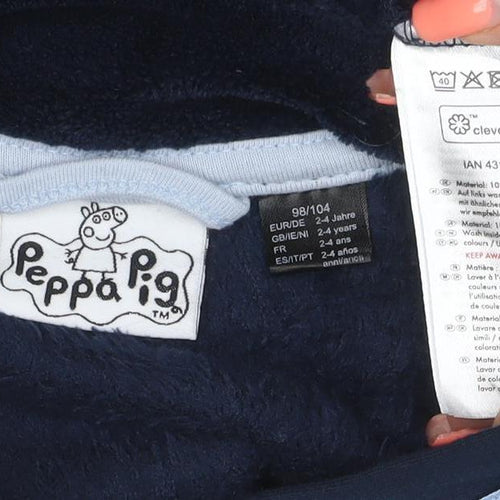 Peppa Pig Boys Navy Fleece Zip Jacket 2-4 Years George & Peppa