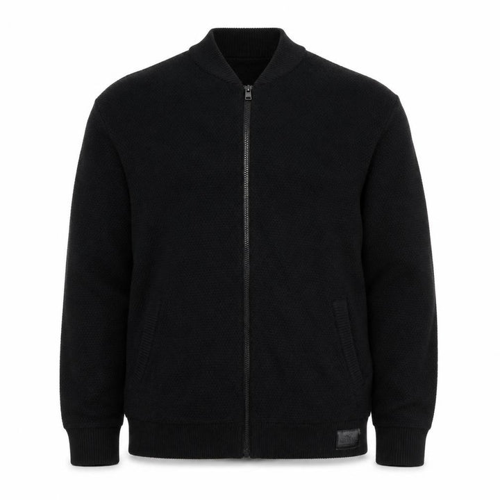 Hollister Men’s Black XL Full Zip Knit Jumper High Neck Pockets