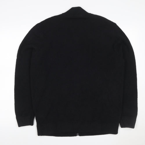 Hollister Men’s Black XL Full Zip Knit Jumper High Neck Pockets