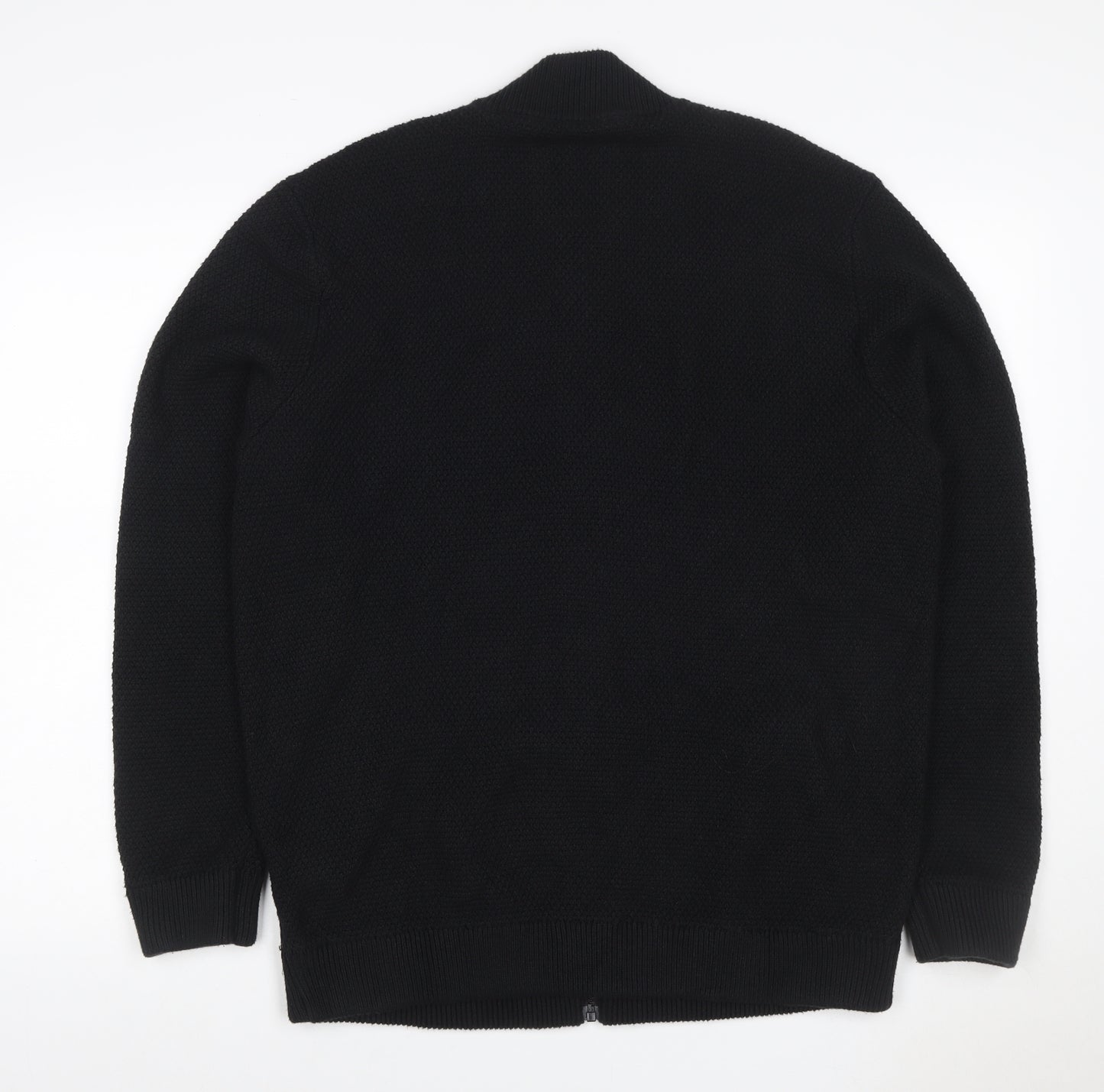 Hollister Men’s Black XL Full Zip Knit Jumper High Neck Pockets