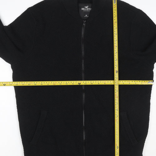 Hollister Men’s Black XL Full Zip Knit Jumper High Neck Pockets