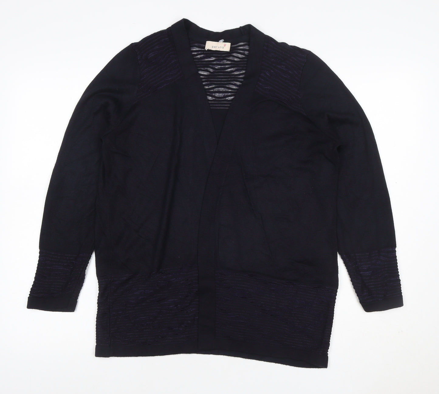 Per Una Women’s Black Size 12 Open Knit V-Neck Longline Cardigan