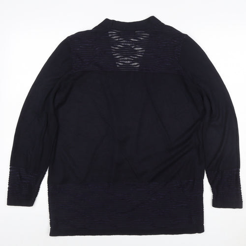 Per Una Women’s Black Size 12 Open Knit V-Neck Longline Cardigan