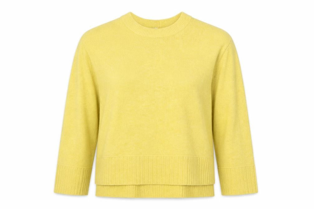 River Island Women Yellow XS Relaxed Mock Neck Ruffle Hem Pullover Jumper