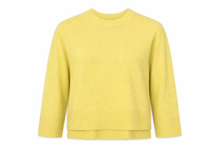 River Island Women Yellow XS Relaxed Mock Neck Ruffle Hem Pullover Jumper