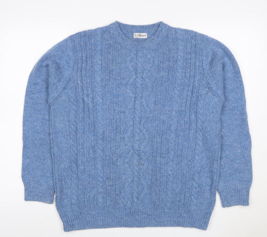 J. Frazer Women’s Blue Cable Knit Crew Neck Jumper Size 16