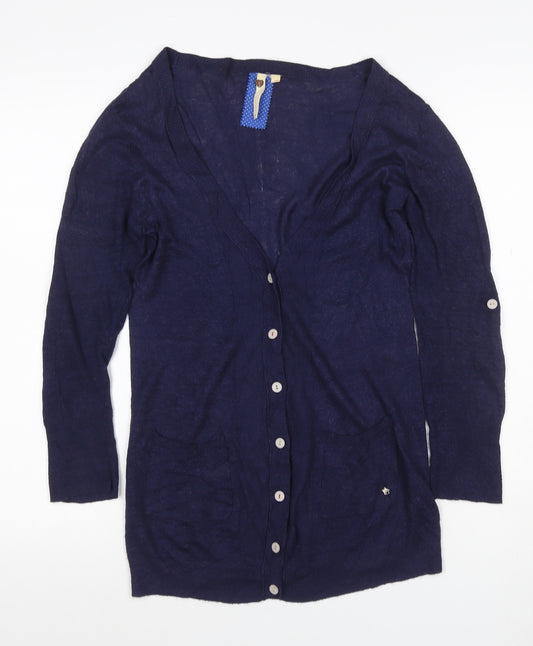 Lily & Me Women’s Blue Size 10 Linen Blend V-Neck Cardigan