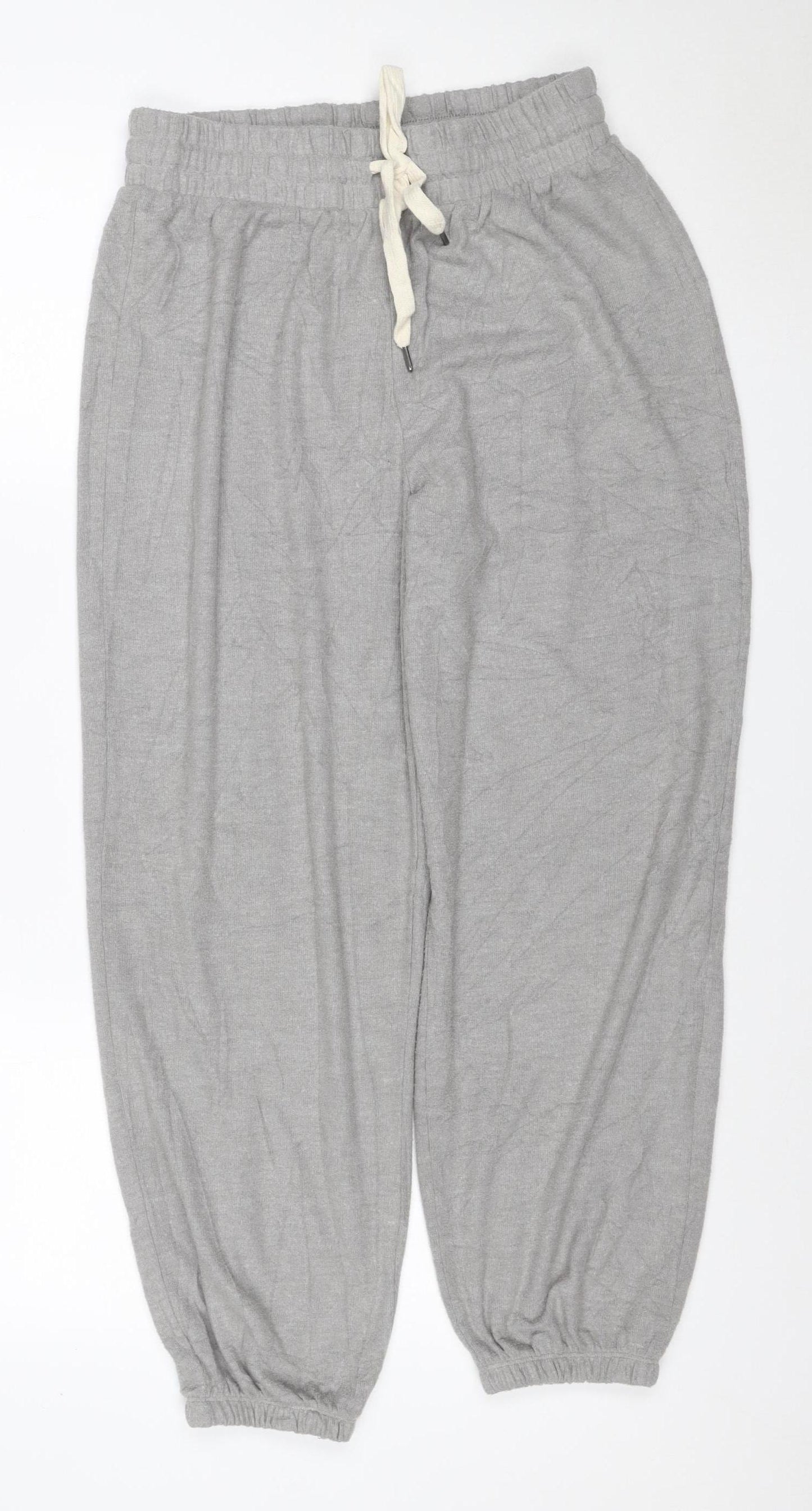 Wet Seal Women Grey S Jogger Trousers Linen Blend Drawstring Cuffed