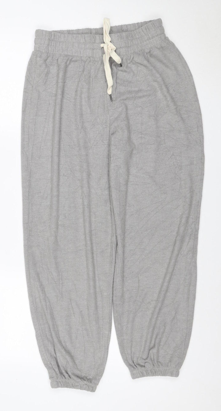 Wet Seal Women Grey S Jogger Trousers Linen Blend Drawstring Cuffed