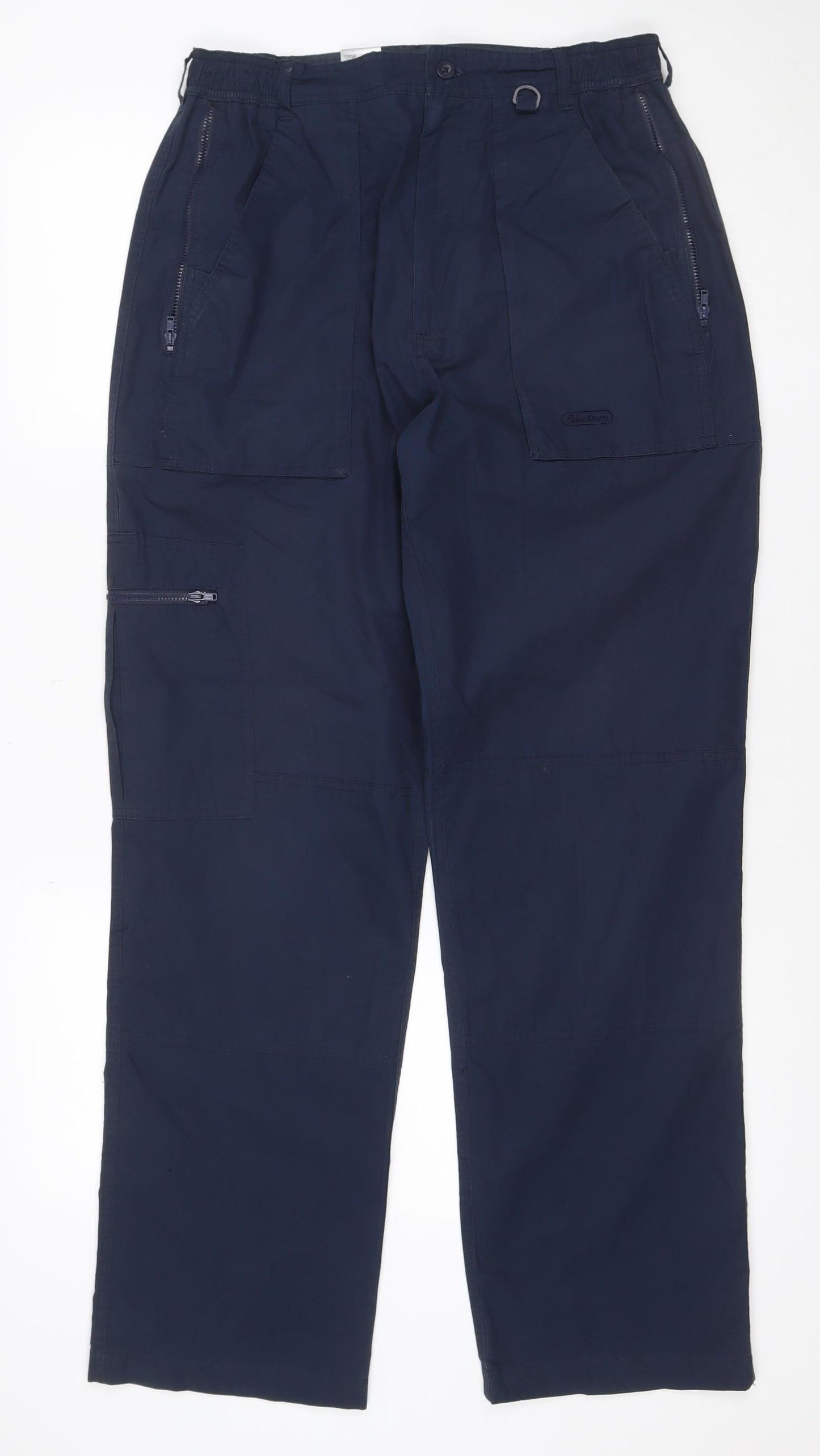 Peter Storm Mens Blue 32R Cargo Trousers Straight Leg Zip Pockets