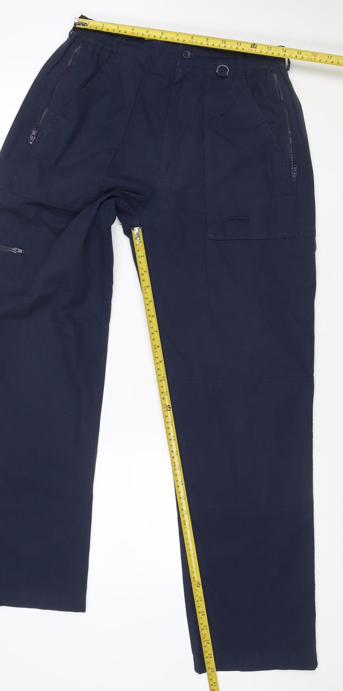 Peter Storm Mens Blue 32R Cargo Trousers Straight Leg Zip Pockets