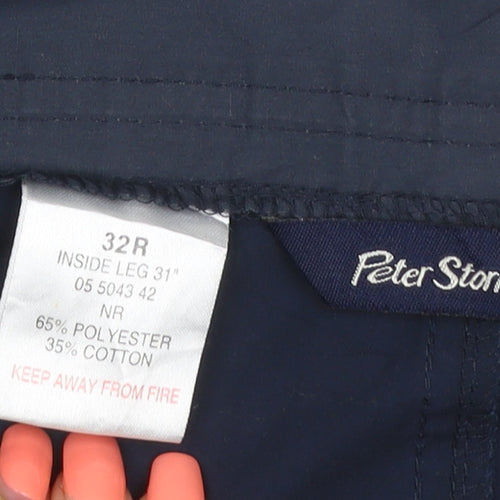 Peter Storm Mens Blue 32R Cargo Trousers Straight Leg Zip Pockets